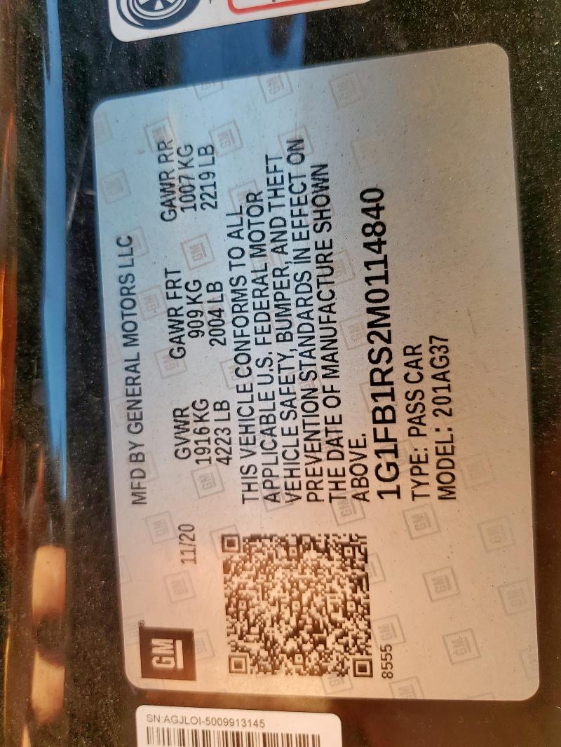 2021 CHEVROLET CAMARO LS 1G1FB1RS2M0114840