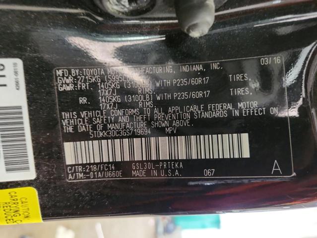 2016 TOYOTA SIENNA LE 5TDKK3DC3GS719694