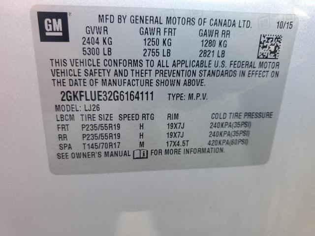 2016 GMC TERRAIN SL 2GKFLUE32G6164111