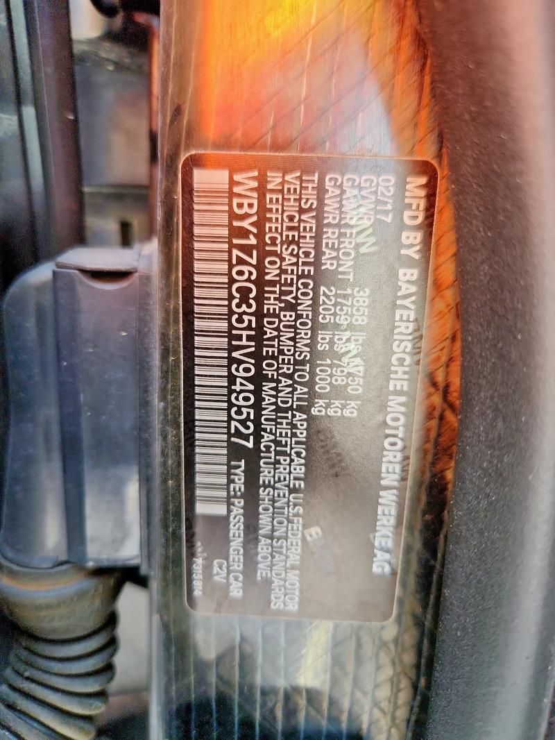 2017 BMW I3 BEV WBY1Z6C35HV949527