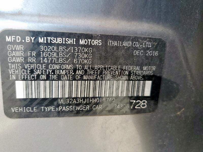 2017 MITSUBISHI MIRAGE ES ML32A3HJ1HH018740