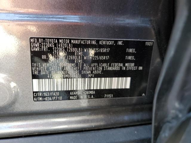 2021 TOYOTA RAV4 XLE - 4T3RWRFV8MU044374