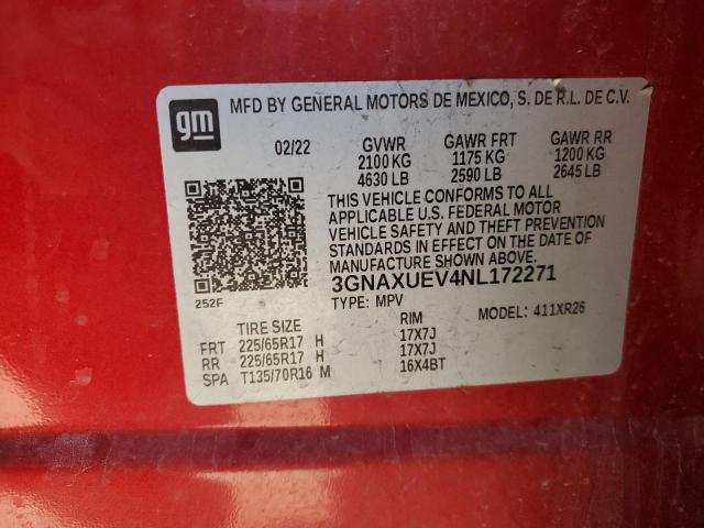 2022 CHEVROLET EQUINOX LT 3GNAXUEV4NL172271