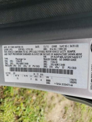 2016 FORD FIESTA SE 3FADP4BJ2GM142017