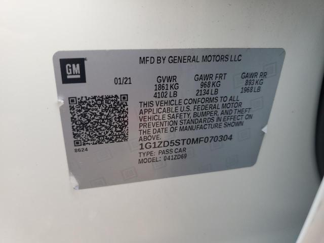 2021 CHEVROLET MALIBU LT - 1G1ZD5ST0MF070304