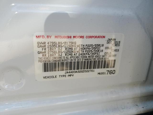 2016 MITSUBISHI OUTLANDER JA4AD3A32GZ022701