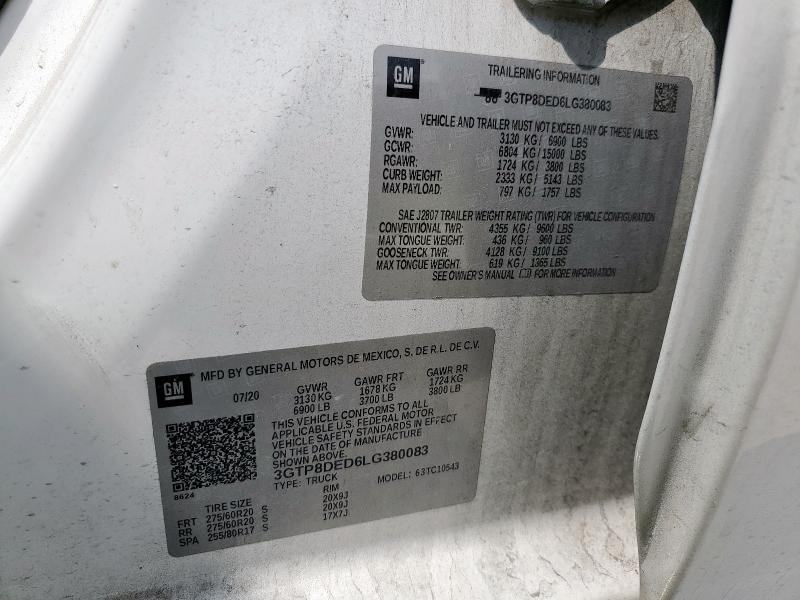 2020 GMC SIERRA C15 - 3GTP8DED6LG380083