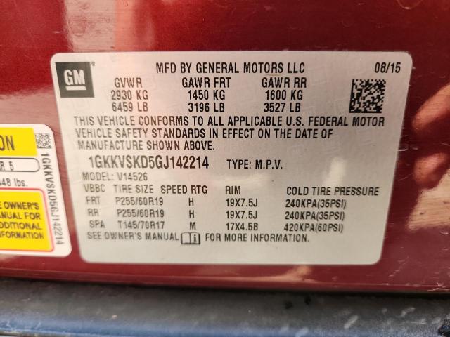 2016 GMC ACADIA SLT 1GKKVSKD5GJ142214