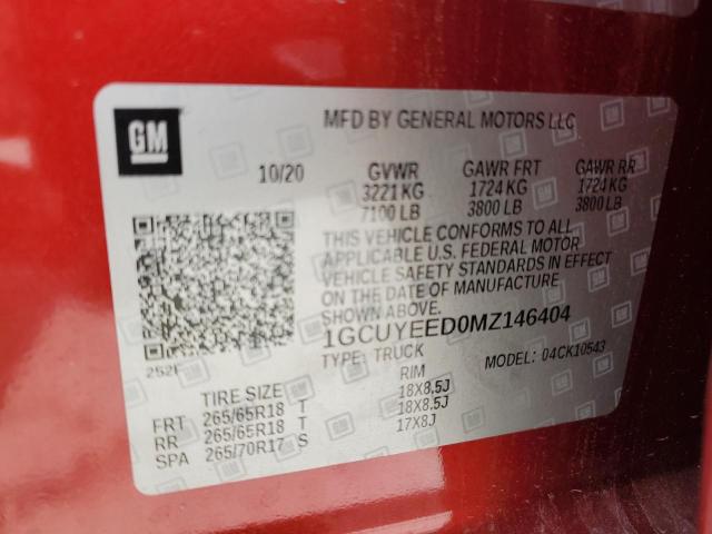 2021 CHEVROLET SILVERADO - 1GCUYEED0MZ146404