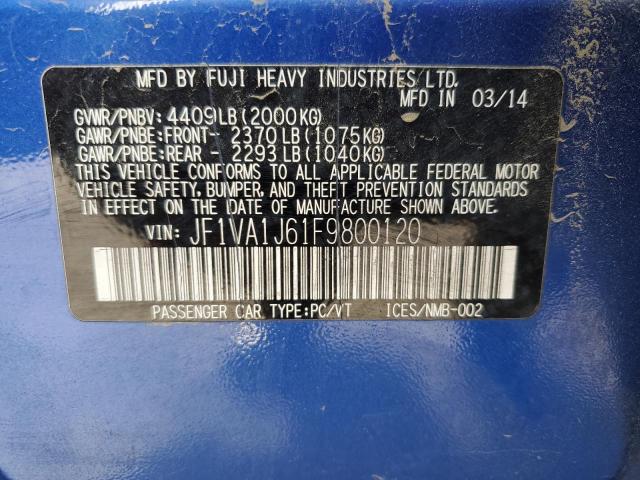 2015 SUBARU WRX LIMITE JF1VA1J61F9800120