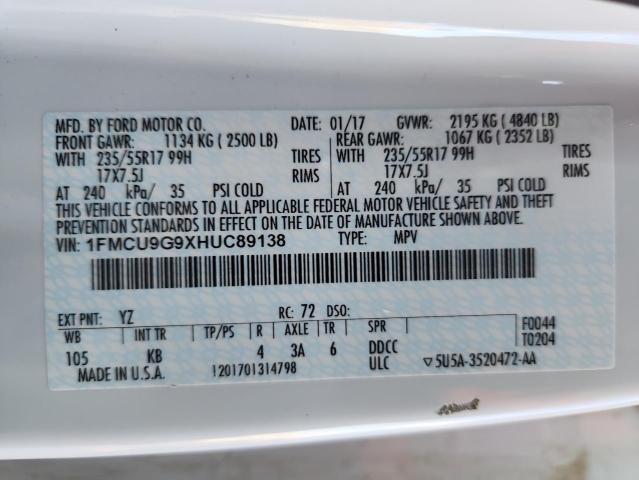 2017 FORD ESCAPE SE - 1FMCU9G9XHUC89138