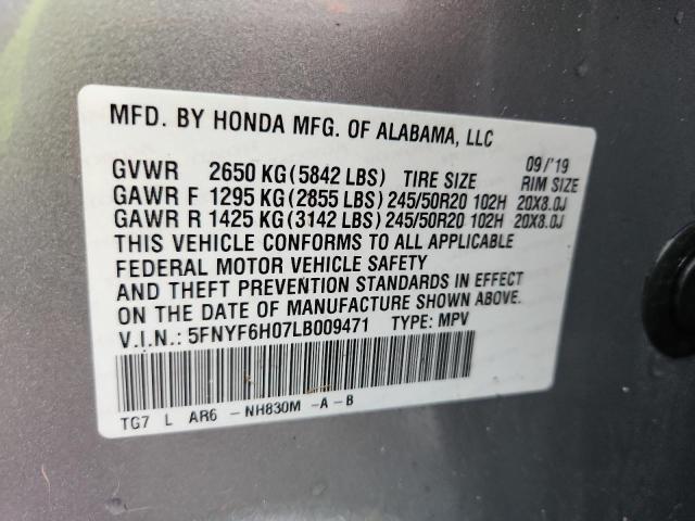 2020 HONDA PILOT ELIT #3305463089