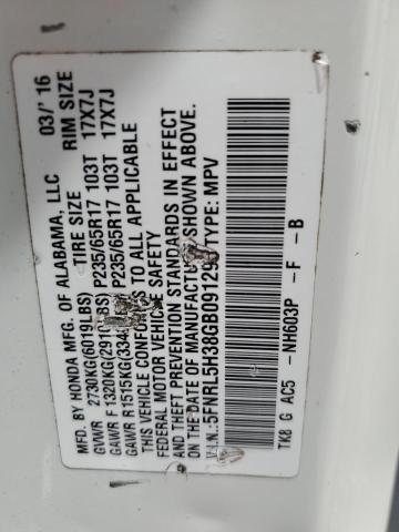 2016 HONDA ODYSSEY SE 5FNRL5H38GB091296