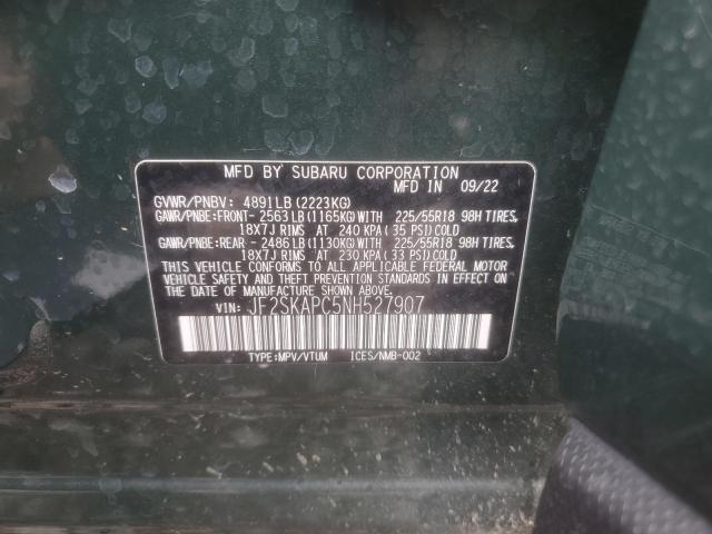 2022 SUBARU FORESTER L - JF2SKAPC5NH527907