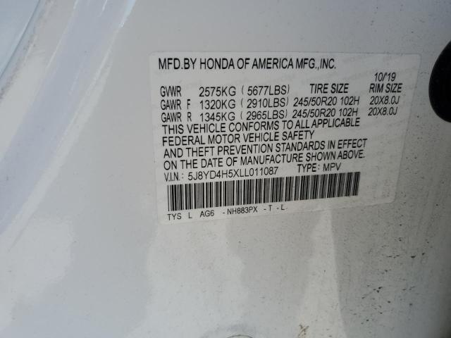 2020 ACURA MDX TECHNO 5J8YD4H5XLL011087