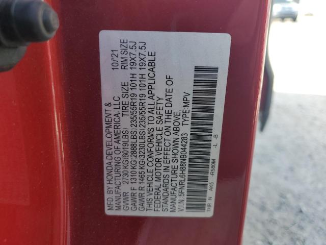 2022 HONDA ODYSSEY TO 5FNRL6H88NB044283