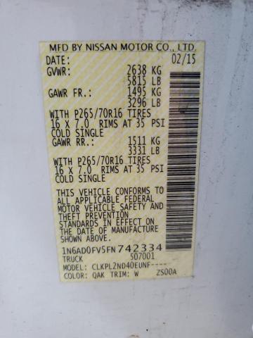 2015 NISSAN FRONTIER S - 1N6AD0FV5FN742334