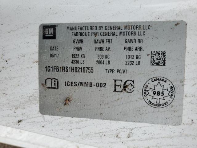 2017 CHEVROLET CAMARO LT 1G1FB1RS1H0210755