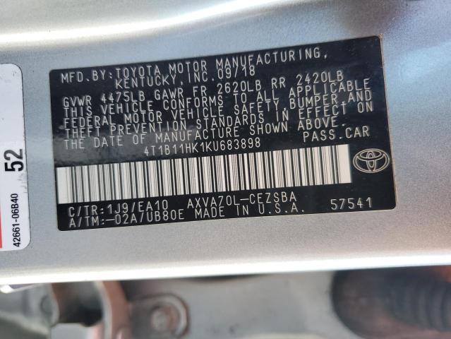 2019 TOYOTA CAMRY L 4T1B11HK1KU683898