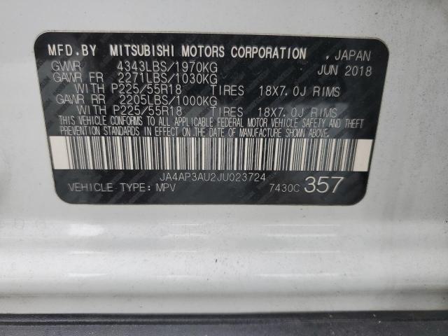 2018 MITSUBISHI OUTLANDER JA4AP3AU2JU023724