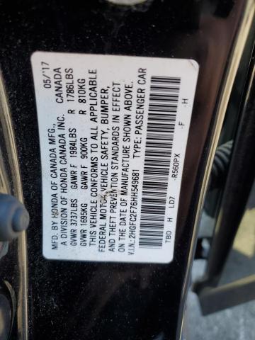 2017 HONDA CIVIC EX 2HGFC2F76HH549681