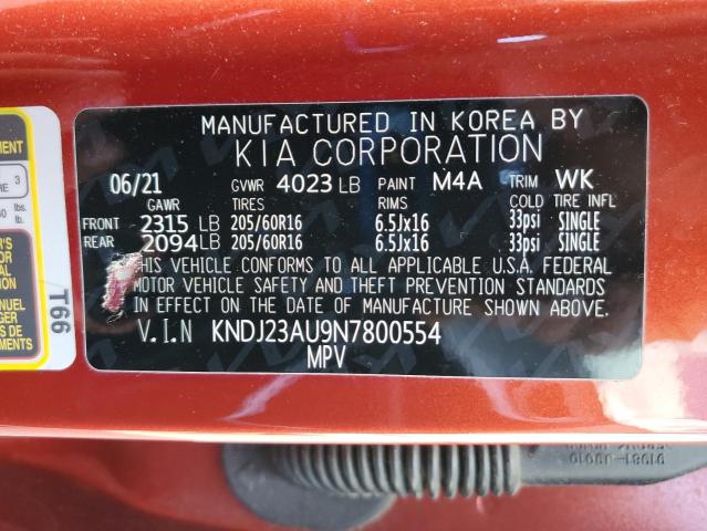 2022 KIA SOUL LX KNDJ23AU9N7800554
