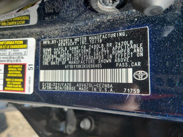 2019 TOYOTA CAMRY L 4T1B11HK2KU696465