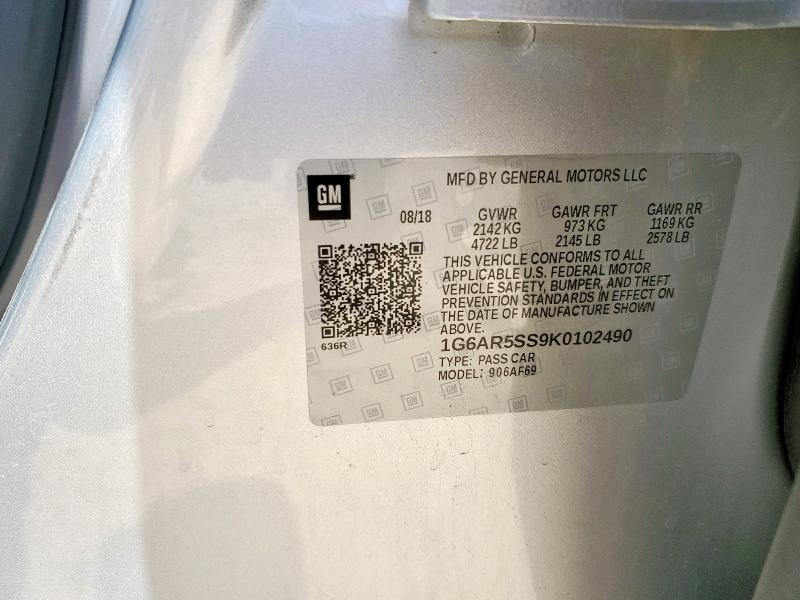 2019 CADILLAC CTS LUXURY 1G6AR5SS9K0102490