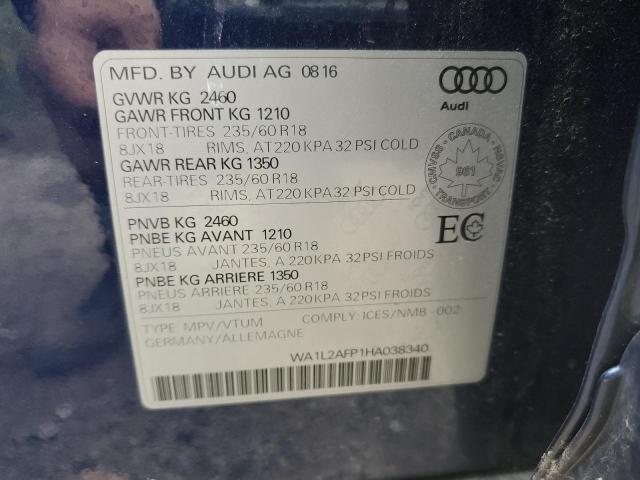 2017 AUDI Q5 PREMIUM WA1L2AFP1HA038340