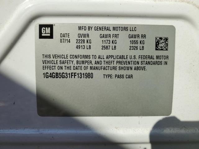 2015 BUICK LACROSSE - 1G4GB5G31FF131980