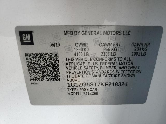 2019 CHEVROLET MALIBU RS 1G1ZG5ST7KF218324