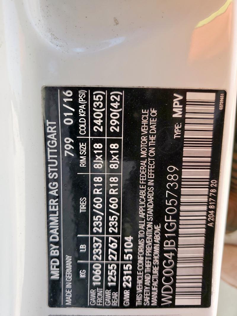 2016 MERCEDES-BENZ GLC 300 WDC0G4JB1GF057389