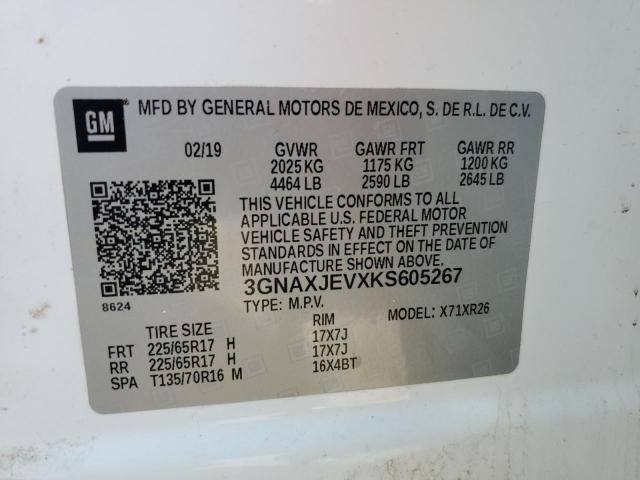 2019 CHEVROLET EQUINOX LT 3GNAXJEVXKS605267