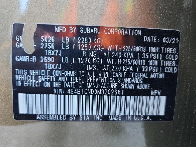 2021 SUBARU OUTBACK LI 4S4BTGND0M3202681