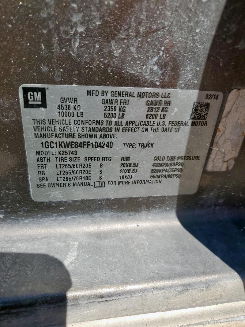 2015 CHEVROLET SILVERADO - 1GC1KWE84FF104240