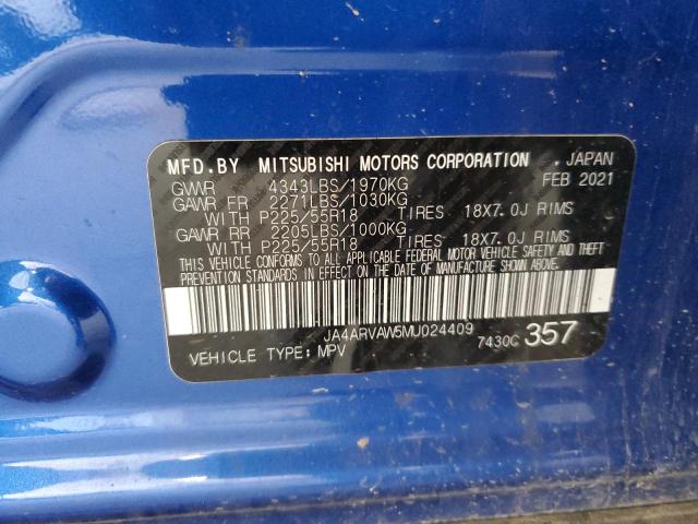 2021 MITSUBISHI OUTLANDER - JA4ARVAW5MU024409