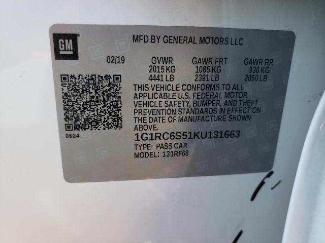 2019 CHEVROLET VOLT LT 1G1RC6S51KU131663