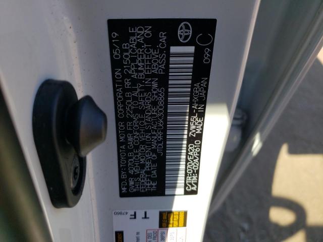 2019 TOYOTA PRIUS JTDL9RFU6K3008865