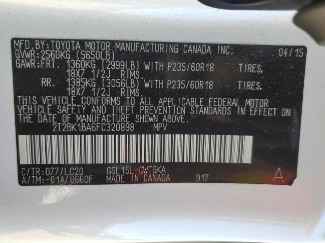 2015 LEXUS RX 350 BAS 2T2BK1BA6FC320898