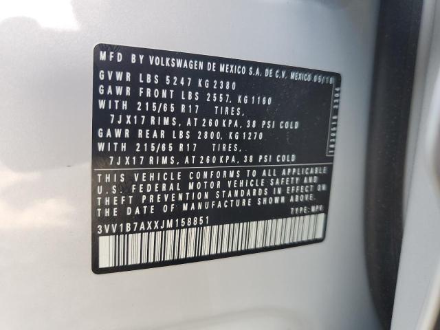 2018 VOLKSWAGEN TIGUAN S 3VV1B7AXXJM158851