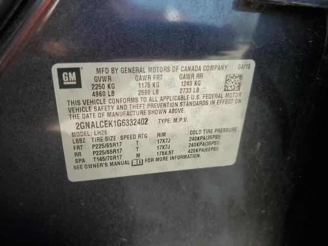 2016 CHEVROLET EQUINOX LT - 2GNALCEK1G6332402