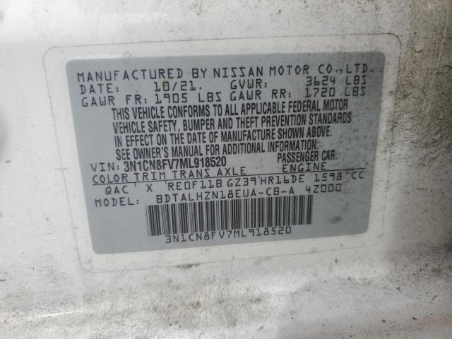 2021 NISSAN VERSA SR 3N1CN8FV7ML918520