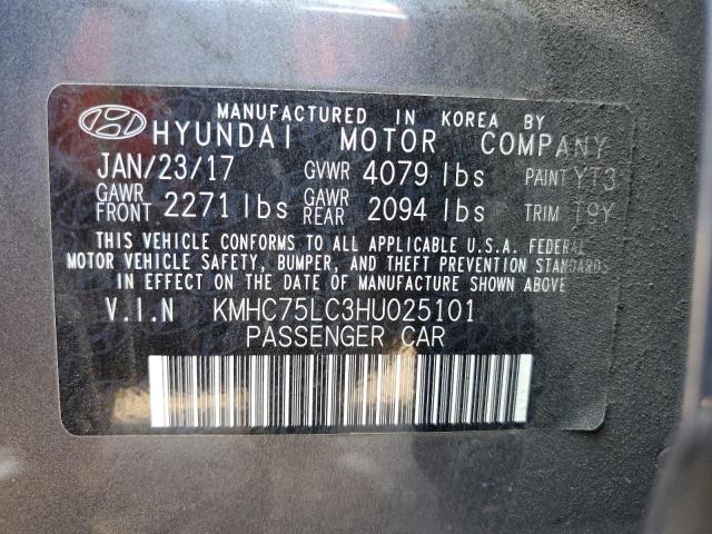 2017 HYUNDAI IONIQ SEL KMHC75LC3HU025101