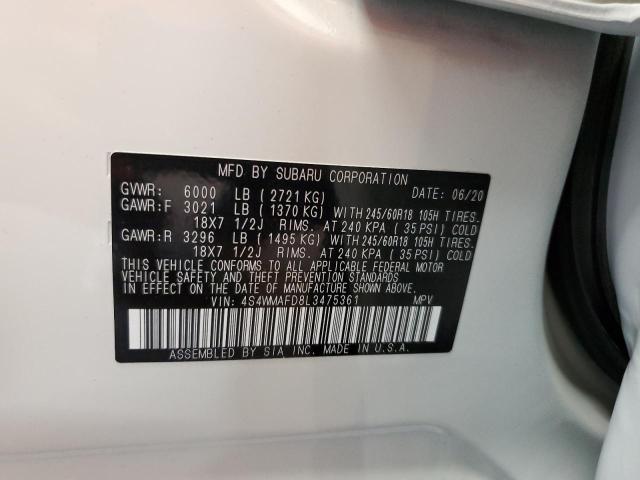 2020 SUBARU ASCENT PRE 4S4WMAFD8L3475361