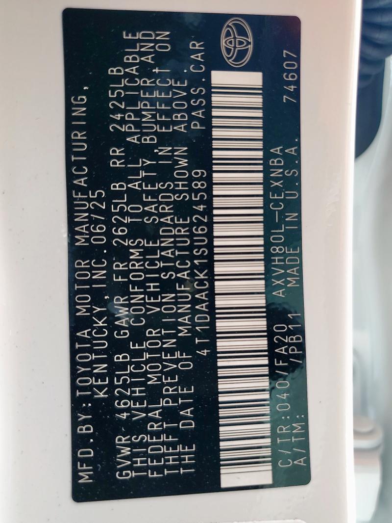 2025 TOYOTA CAMRY XSE 4T1DAACK1SU624589