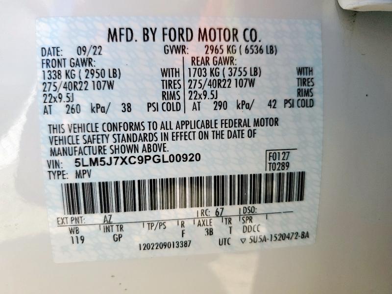 2023 LINCOLN AVIATOR RE 5LM5J7XC9PGL00920