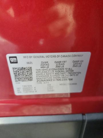 2021 CHEVROLET EQUINOX LT - 2GNAXKEV7M6159764