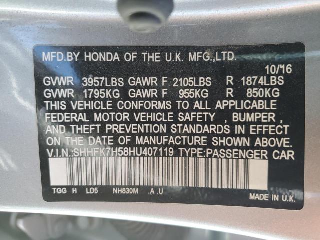 2017 HONDA CIVIC EX - SHHFK7H58HU407119