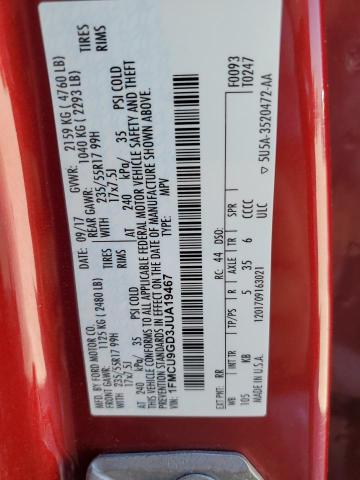 2018 FORD ESCAPE SE 1FMCU9GD3JUA19467