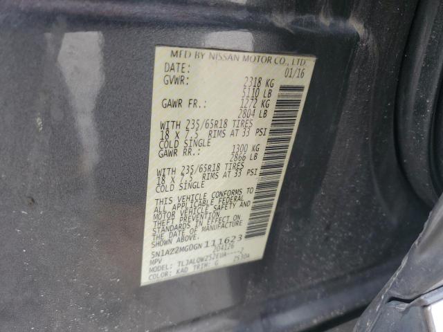 2016 NISSAN MURANO S 5N1AZ2MG0GN111623